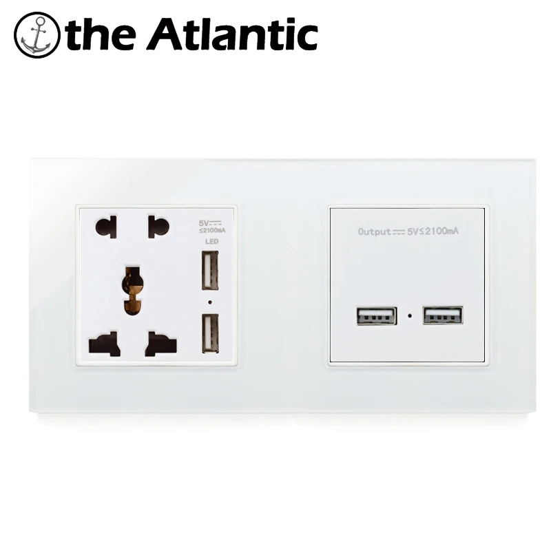 Atlectric универсальная штепсельная розетка с двумя usb-портами для зарядки с двумя стенками