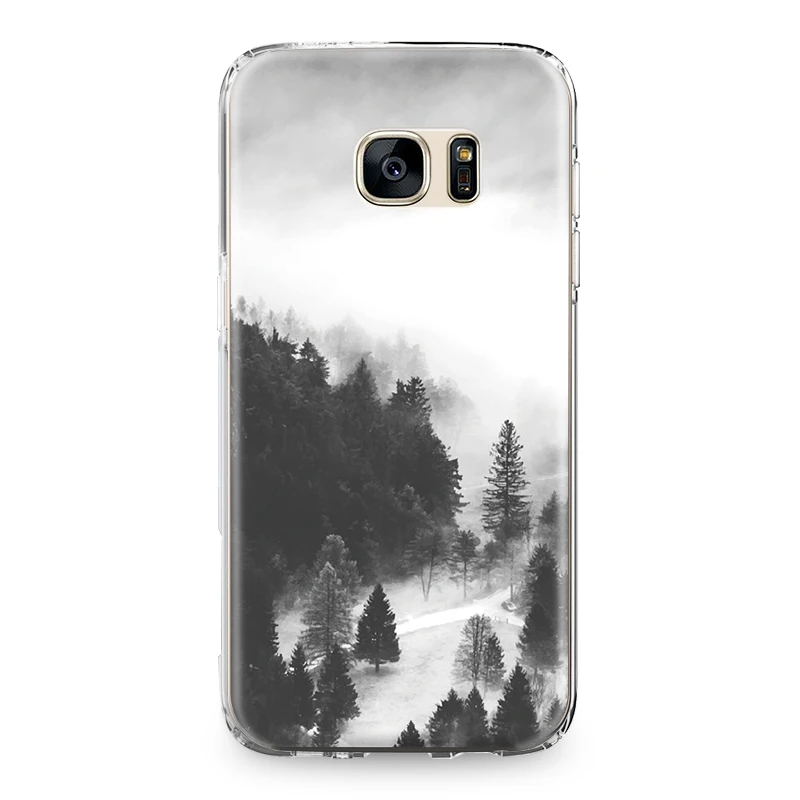 Для samsung Galaxy S4 S5 S6 S7 край S8 S9 S10 плюс S10e Note 4 5 8 9 силиконовый чехол искусство лес чернила горный TPU Защитный чехол
