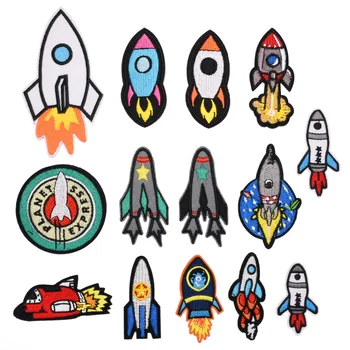 

1Pcs Astronaut Rocket Planet Embroidery Patch Heat Transfer Iron On Sew On Patches for Clothes Sticker Decorative Applique