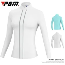 PGM футболки для тренировок по гольфу, женская футболка с длинным рукавом для гольфа, осенняя и зимняя теплая облегающая женская одежда с воротником-стойкой для гольфа