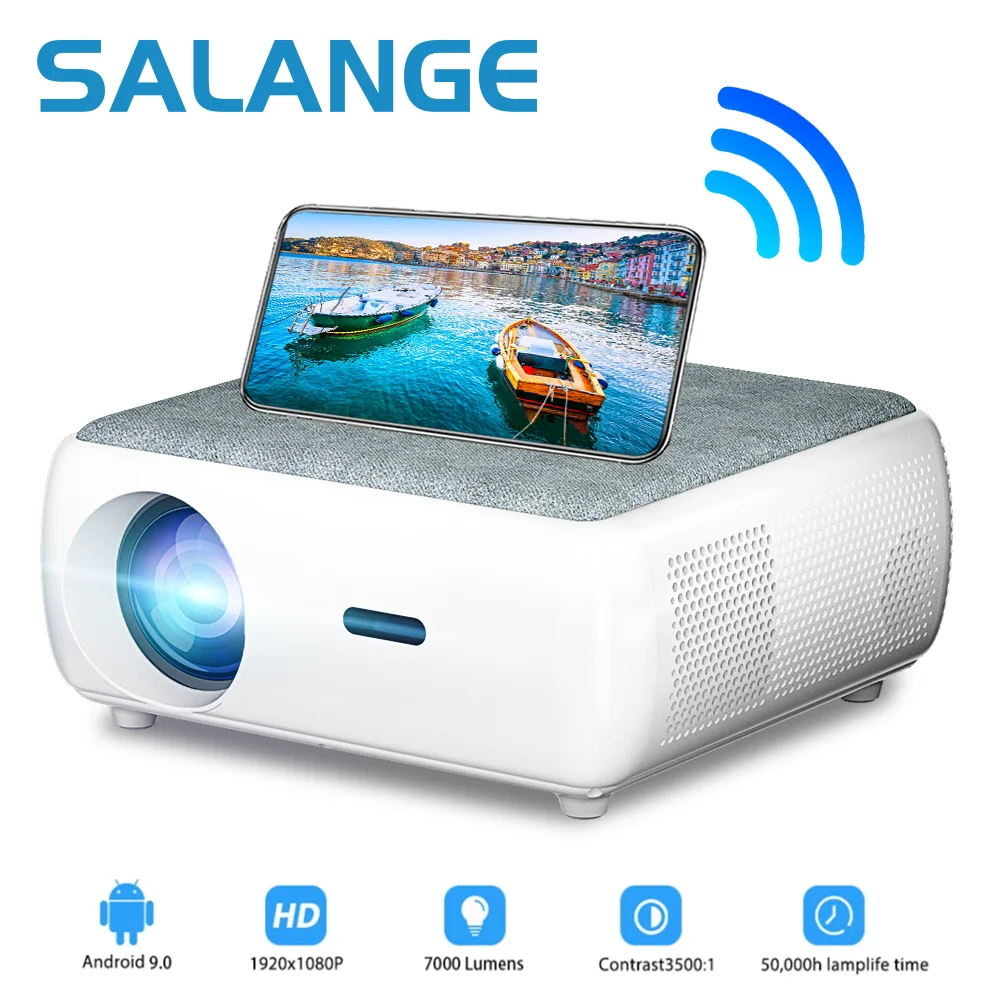 projector near me Salange Full HD Projector P88 Latest Android 9 Wifi Bluetooth 4K Decode 7000 Lumens 300‘’ Screen Home Theater Video Beamer cheap projector