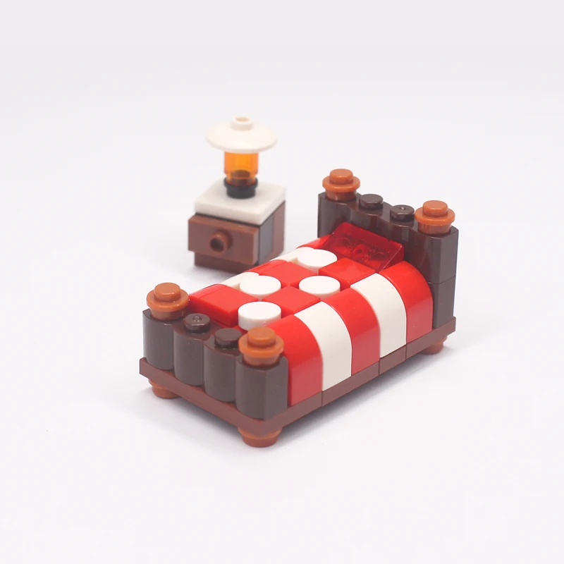 

MOC Bricks DIY decoration Furniture Single bed Educational Building Blocks figure Toys for Children Xmas gifts