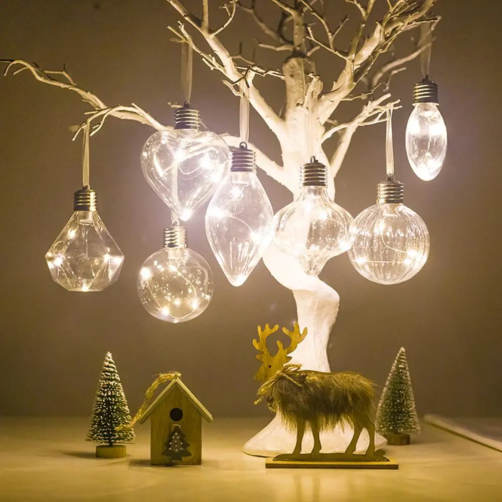 

Christmas Tree Decorative Light Bulb PET Filament Light Bulb Ball Hanging Battery Operate Clear Bulb Xmas Tree Decor Decor Lamp