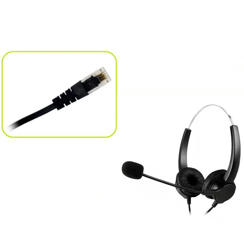 VH500D RJ9 Bilateral Headphone Hands Free Call Center Noise Cancelling Corded with Adjustable Mic for Telephone Set