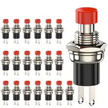 

Momentary Push Button Switch, 1A 250VAC SPST Mini Pushbutton Switches Normally Open(NO) Red Cap - 20pcs