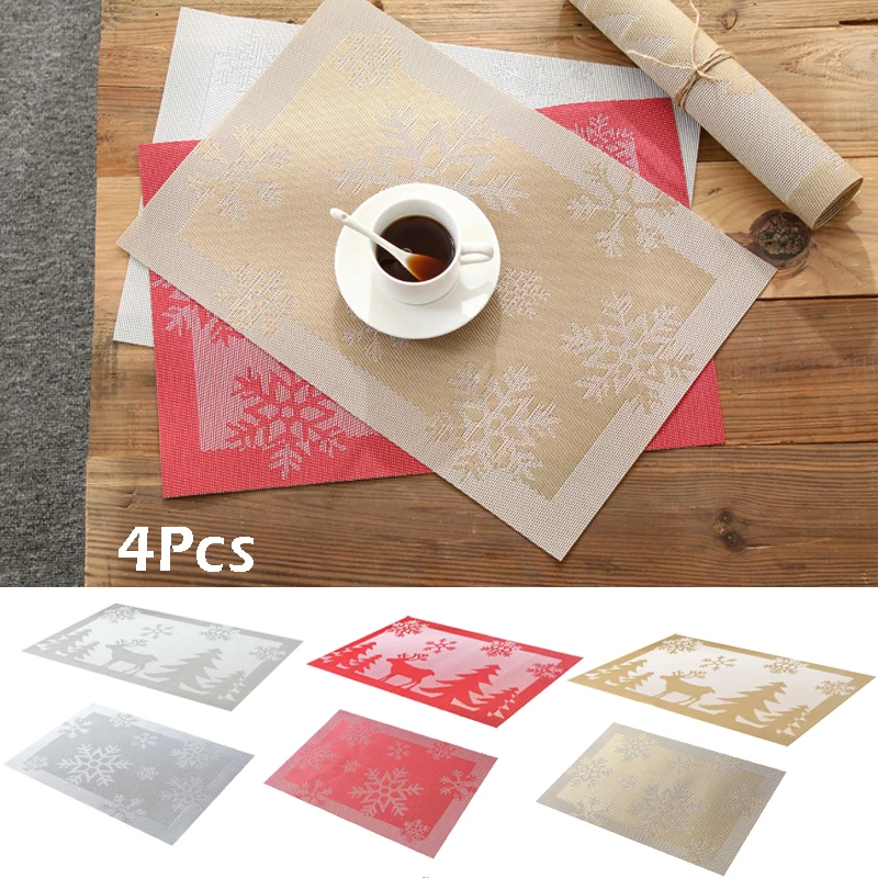 

4 Pcs/Set PVC Placemats Rectangle Dining Table Place Setting Mats Insulation Drink Coasters Kitchen Home Decor