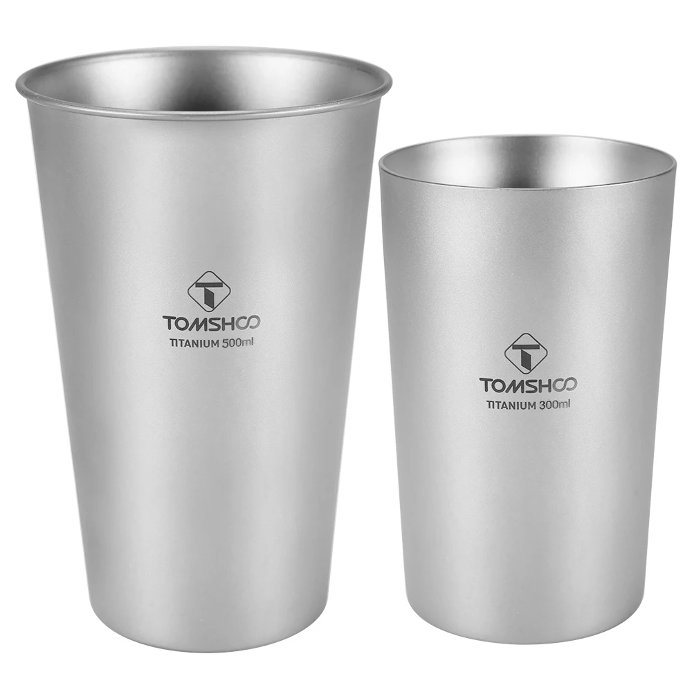 TOMSHOO, 2 размера, двухслойная чашка из титана, Ультралегкая, пиво, кофе, чай, кружки с изоляцией, посуда для напитков на открытом воздухе, для кемпинга, путешествий - Цвет: 300ml 500ml