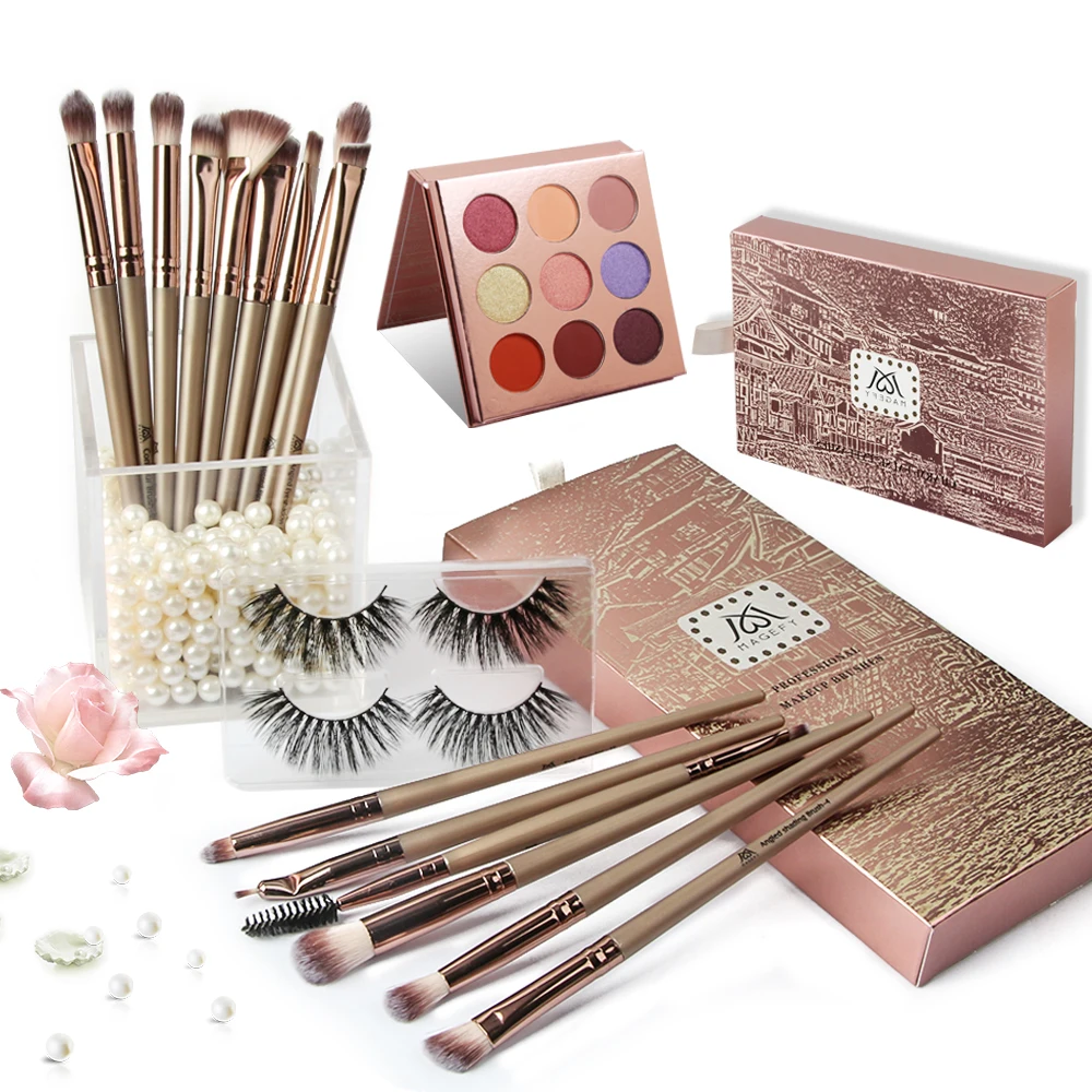 

2019 New Beauty Make up Set With 15 pcs Makeup Brush Eyeshadow Palette Matte Glitter Eye Shadow False Eyelashes Makeup Kit