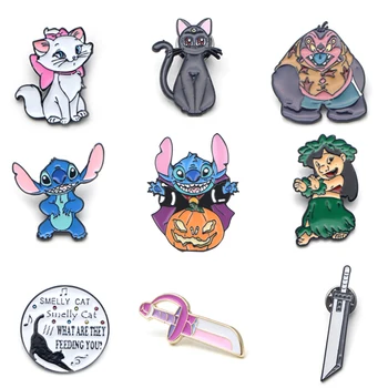 

V131 Wholesale 20pcs/lot Animation and Cat Metal Enamel Pins and Brooches Bags Badge Collection Gifts