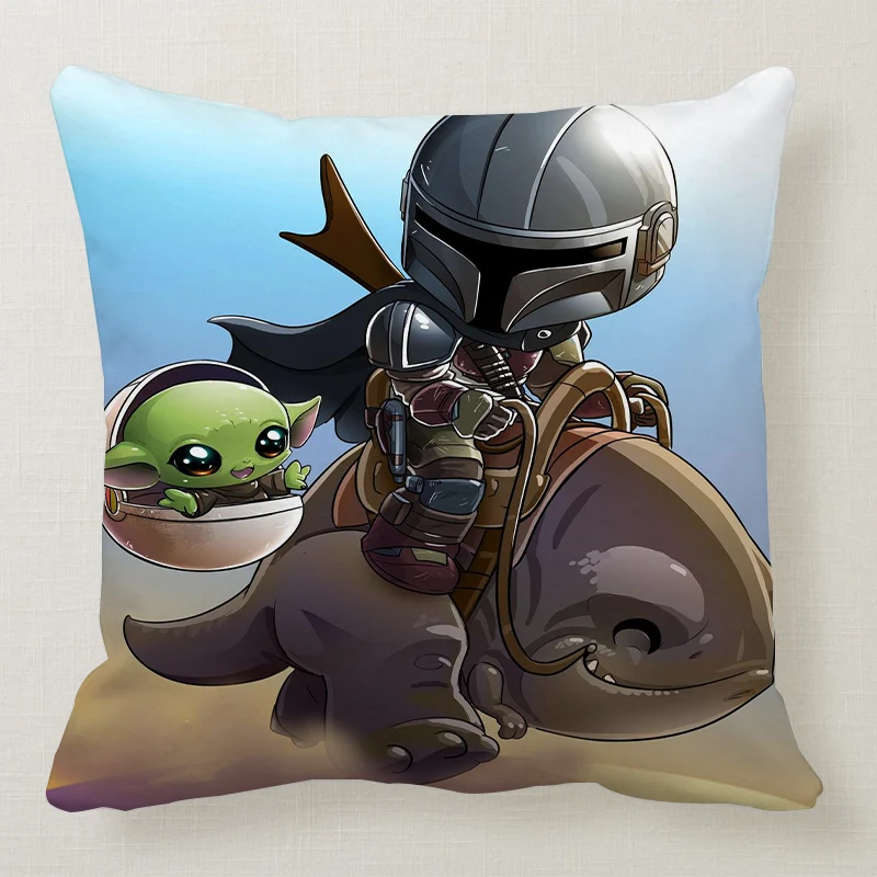 XinChen Baby Yoda Cushion Cover Pillowcase Home Bed Decoratives Pillows Case Decor Throw Pillows Cover Sofa Bed Decor 45x45cm