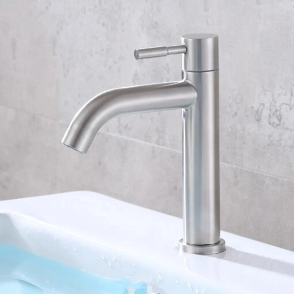 

Stainless Steel Sink Basin Cold Water Flick Tap Single Lever Faucet For Bathroom Kitchen QLY1119