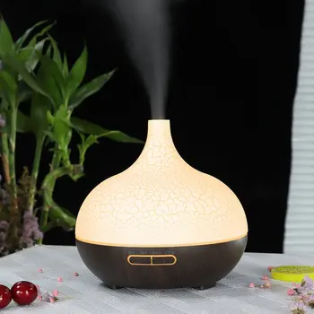 

Air Humidifier Ultrasonic Aroma Essential Oil Diffuser 400ml Aromatherapy Machine Full Wood Grain Color Changing Mist Discharge