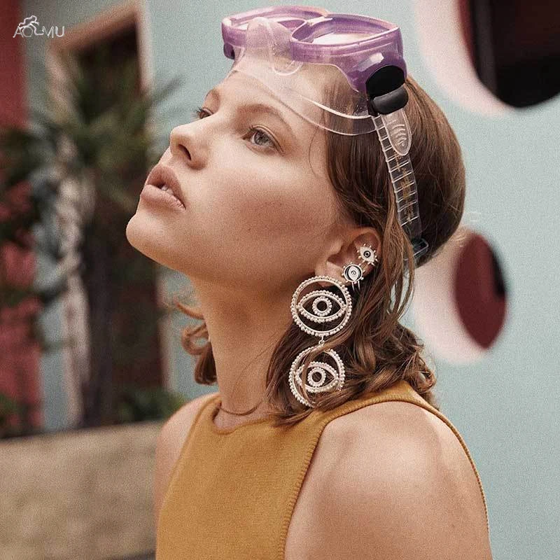

2019 Latest Design Gold Color Hollow Evil Eye Drop Earrings For Women Luxury Round Geometric Big Dangle Earring Jewelry