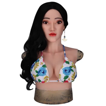 

Female Silicone Headwear With C Cup Boobs Face Artificial Breast Forms For Crossdresser Transgender Dragqueen