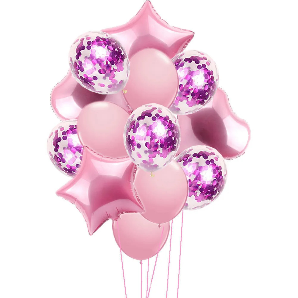

14PCS For Party Props Birthday Accessories Toys Star Heart Shape Balloon Set Wedding Decorations Easy Install Home Multicolor