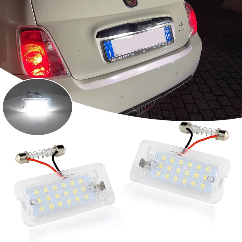 

2x Fits Led Number License Plate Lights For Fiat 500 / Abarth 500 2007-2016 CANbus Xenon White