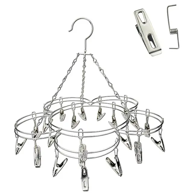 20 Pegs Stainless Steel Laundry Socks Washing Clothes Airer Dryer Rack Hanger Drying Racks Nets Aliexpress