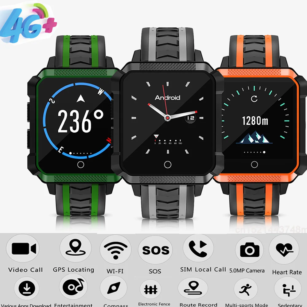 

4G Smart Watch Video Call Phone Watch GPS Smartwatch IP68 Waterproof Men Smartwatch Android 6.0 1GB+8GB WiFi H7 Smartwatch.