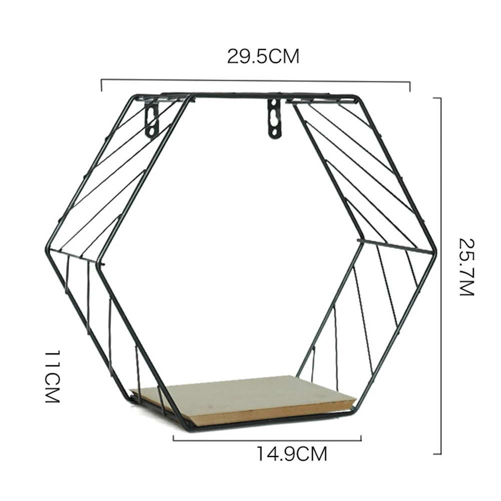 В скандинавском стиле железная шестиугольная настенная полка для декора гостиной и спальни