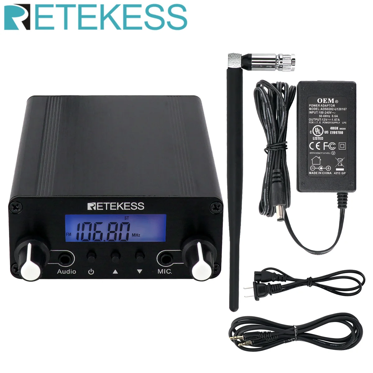Retekess TR508 Wireless Mini FM Radio Broadcast Transmitter Stereo Station Transmitter for Drive-in Church