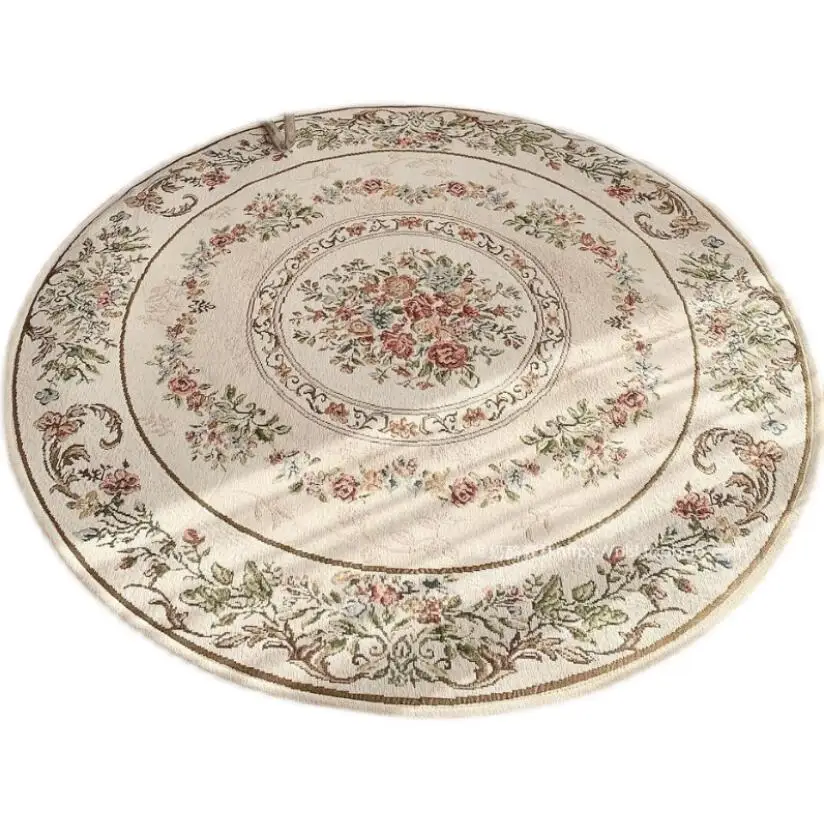European Embroidered Nordic Round Tea Table Area Carpet For Living Room Yoga Rugs Study Room Computer Table Mattress Mat Tapis 4