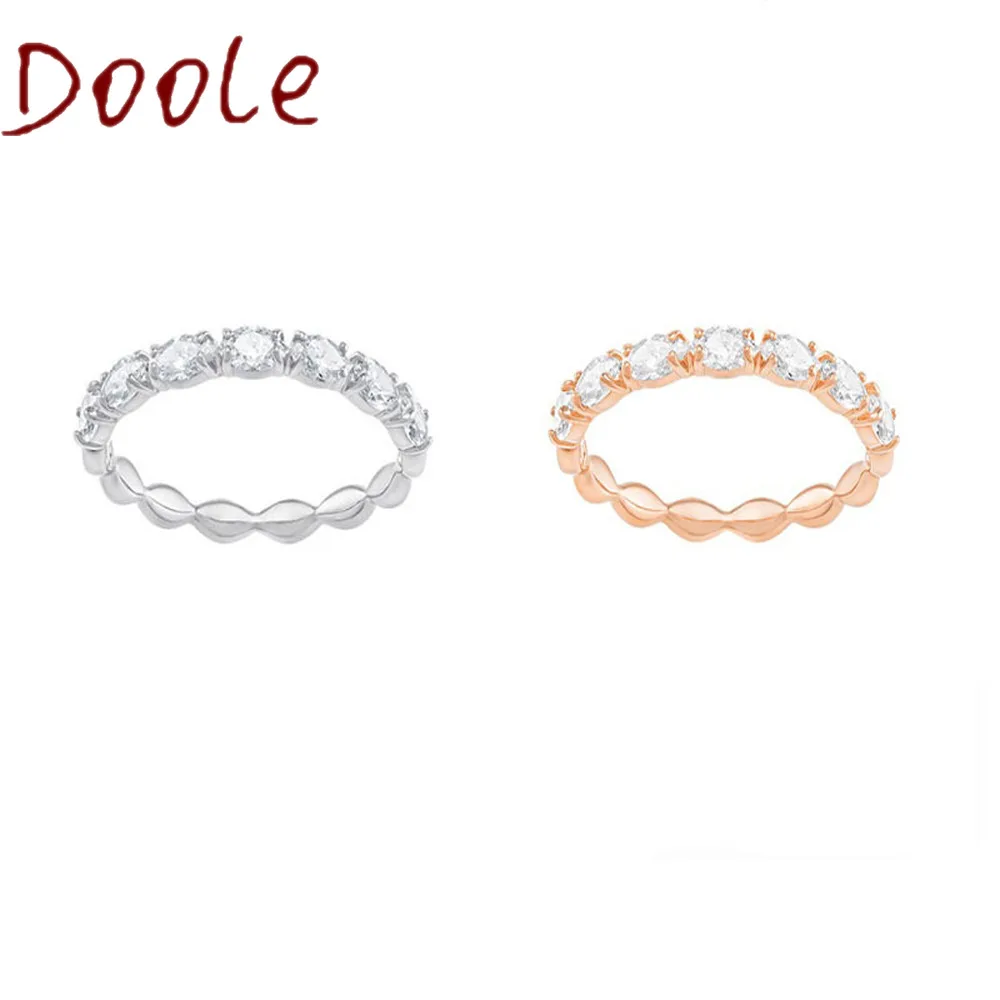 

Fashion jewelry with high quality swa, glamour simple crystal women's ring sweet half circle ring female gift for girls