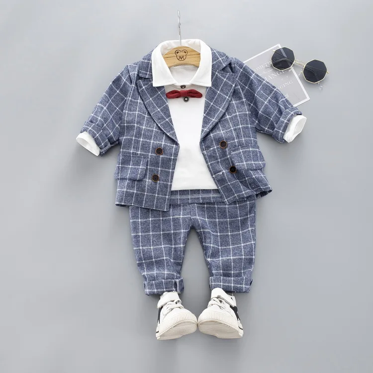 Autumn Kids clothing Boy Set Child Casual Long sleeve Jacket + T-Shirt Pants 3pcs Baby party clothes | Детская одежда и обувь