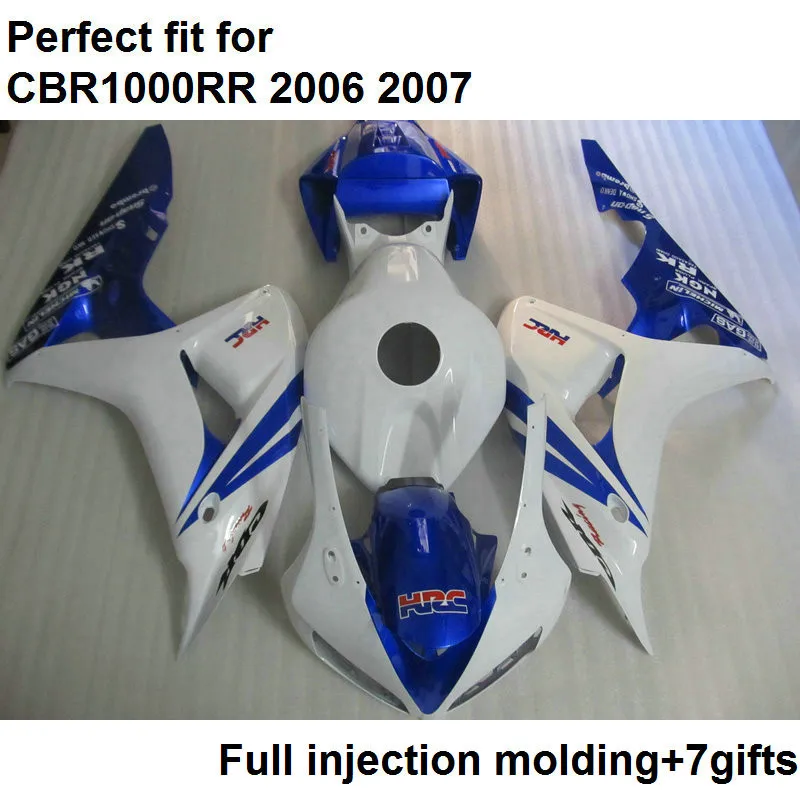 Мотоцикл обтекатель комплект для Honda CBR1000RR 06 07 белая, голубая обшивка CBR 1000RR 2006 2007 SZ22