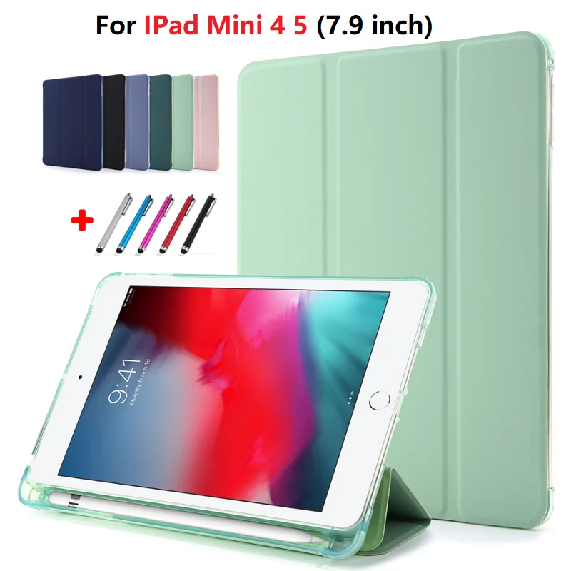 Ультратонкий Прозрачный мягкий чехол из ТПУ для iPad Mini 4 с держателем карандаша
