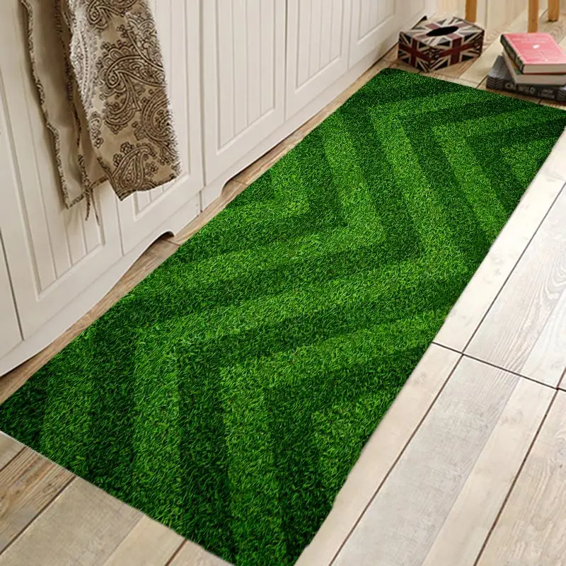 Творческий 3D с принтом футбольного поля прихожей ковры и коврики для Спальня Гостиная коврик для кухни, ванной, Противоскользящие коврики - Цвет: Светло-зеленый