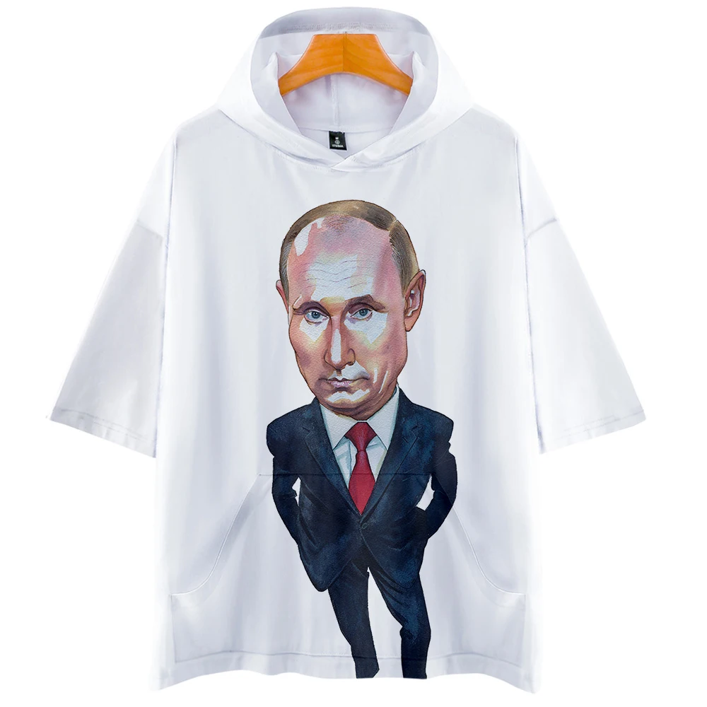 Новинка года; короткие худи с 3D принтом в виде Путиной; сезон лето; мягкая модная повседневная футболка; ; Косплей; логотип