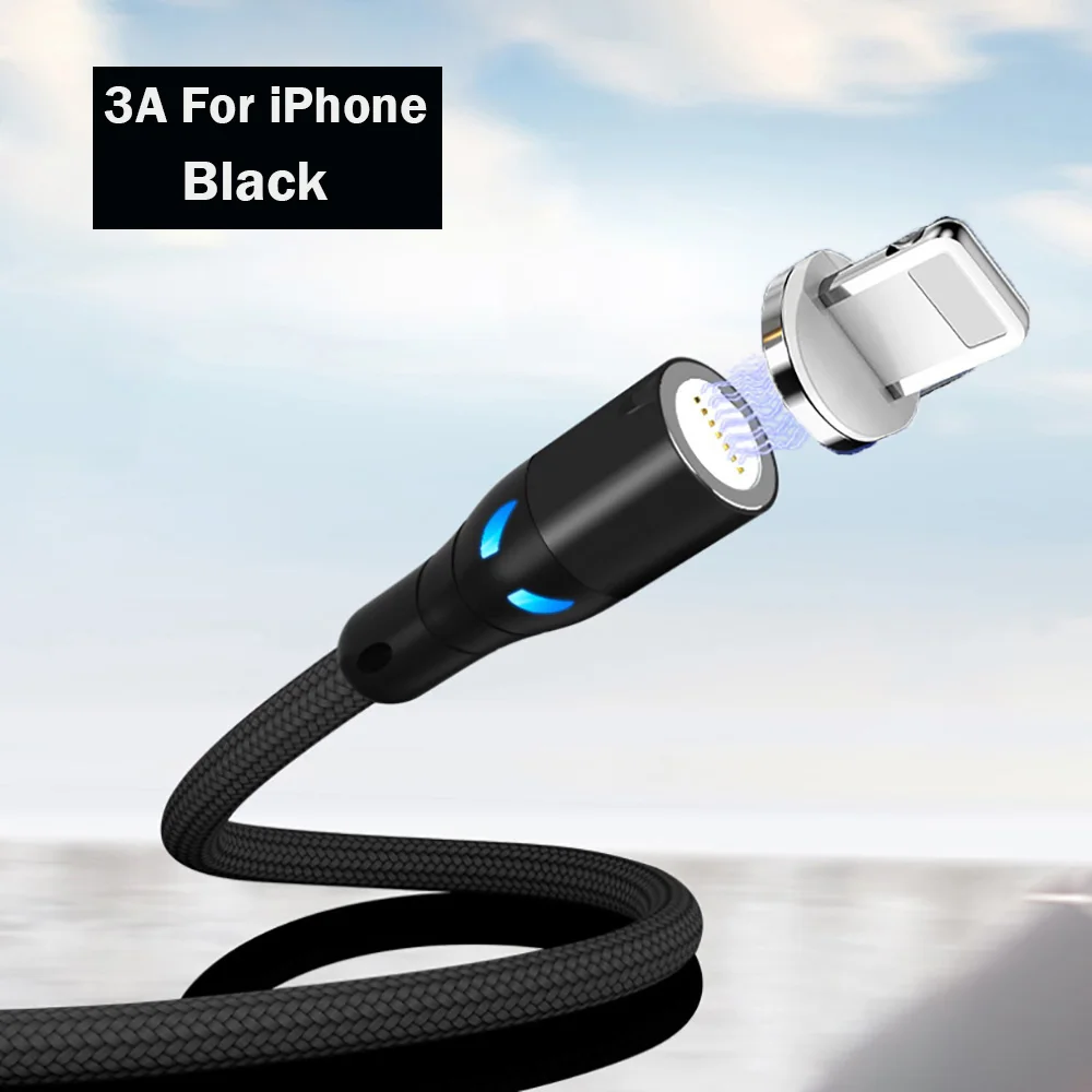 5А магнитное зарядное устройство USB type-C кабель для huawei P30 P20 Pro mate 20 10 Honor 20 магнит type-C шнур для быстрой зарядки телефона кабель - Цвет: For iPhone Black