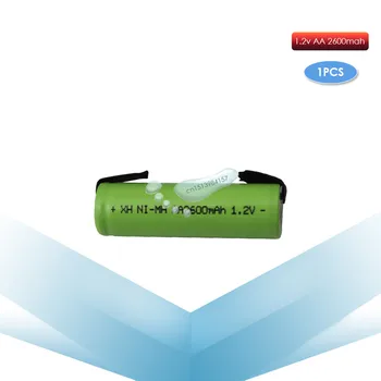 

1.2V AA Ni-Mh rechargeable battery 2600mah nimh cell Green shell with welding tabs for Philips electric shaver razor toothbrush