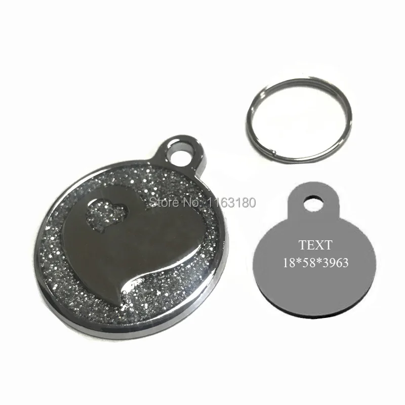 100pcs/lot Wholesales Personalized Engraved Dog ID Heart Tag Customized Dog Name Plate Tag For Dog Pet Collar Accessories