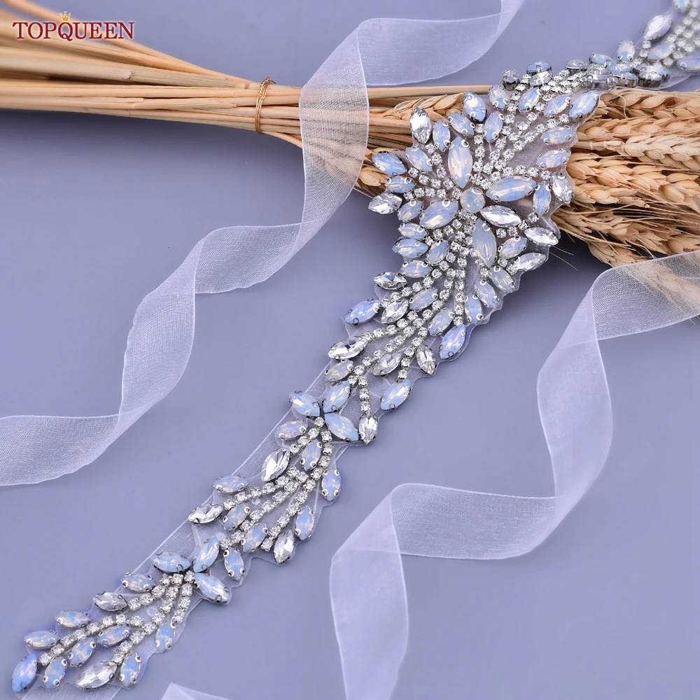 TOPQUEEN S11A Luxury Bride Dress Belts Silver Opal Rhinestone Wedding  Evening Party Gown Women Applications Sparkly Shiny Sash - AliExpress 320