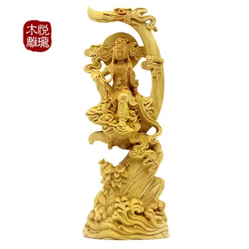 

Wood carving Guanyin Buddha Statue Minority Dancer, wood crafts gift Home desktop decoration office ornaments(A1128)