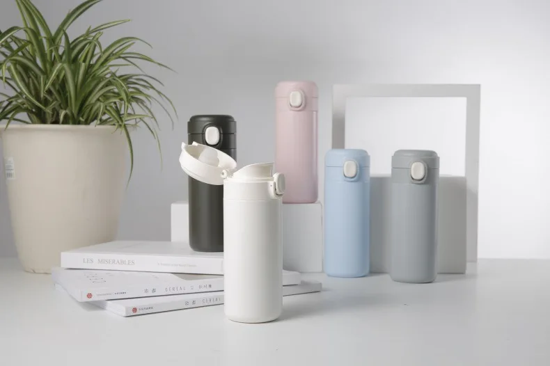 350/500ml Bouncing Cover Stainless Steel Vacuum Flask With Cover Portable Student Couple Straight Cup Outdoor Hot Travel Mug