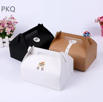 

10Pcs big sizes brown Kraft Paper Cupcake Box Cake Box With handle large Wedding Party Favor Box Cake Packaging cup cake holder
