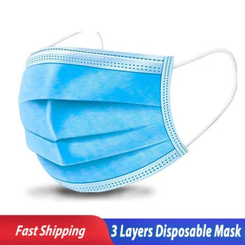 

IN STOCK 3 Layers Disposable Mouth Face Mask Anti Flu Protection Face Masks Dust-proof Breathable Protetive Mask mascarillas