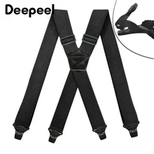 Deepeel 1Pc 3.5*120cm Unisex Adult 4 Clip Suspenders Men's X Back Elastic Adjustable Wide Work Braces Stretch Male Jockstrap