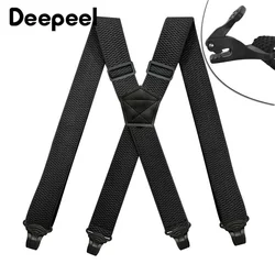 Deepeel 1Pc 3.5*120cm Unisex Adult 4 Clip Suspenders Men's X Back Elastic Adjustable Wide Work Braces Stretch Male Jockstrap
