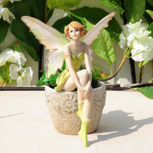 Figuritas de Ángel de hadas de flores, adornos para el hogar, miniaturas de  jardín de hadas, resina, hermosa chica, regalos de boda - AliExpress