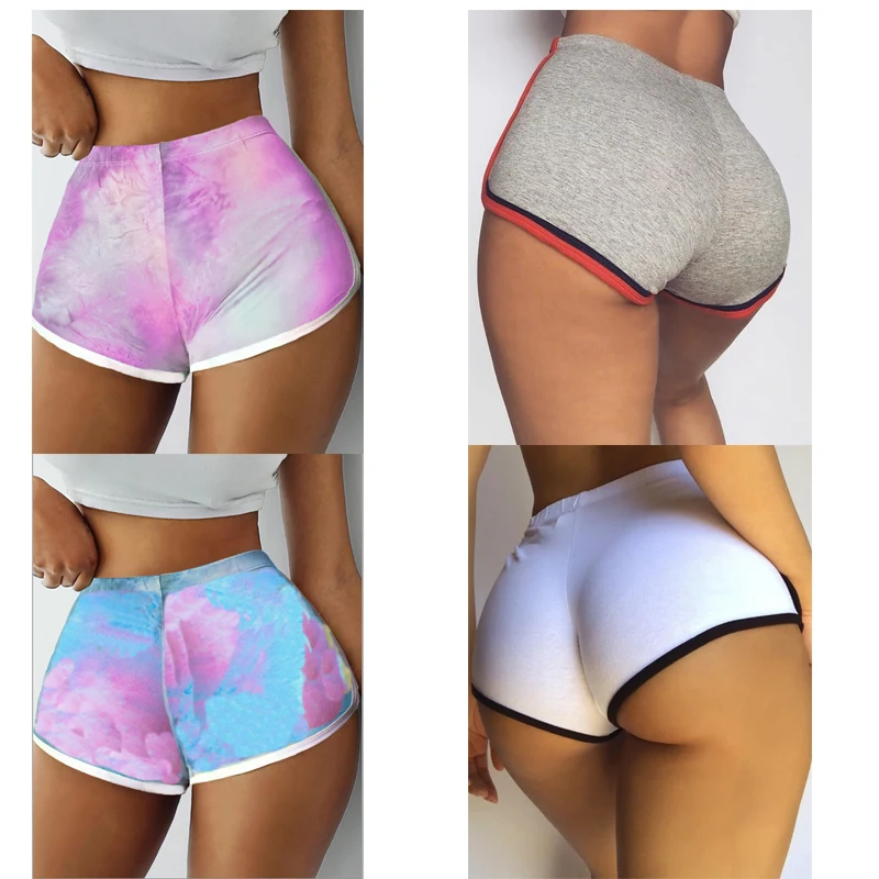 

Women Summer Short Pants Contrast Binding Side Split Elastic Waist Patchwork Lady Casual Beach Micro Shorts Body Tie-dye Shorts