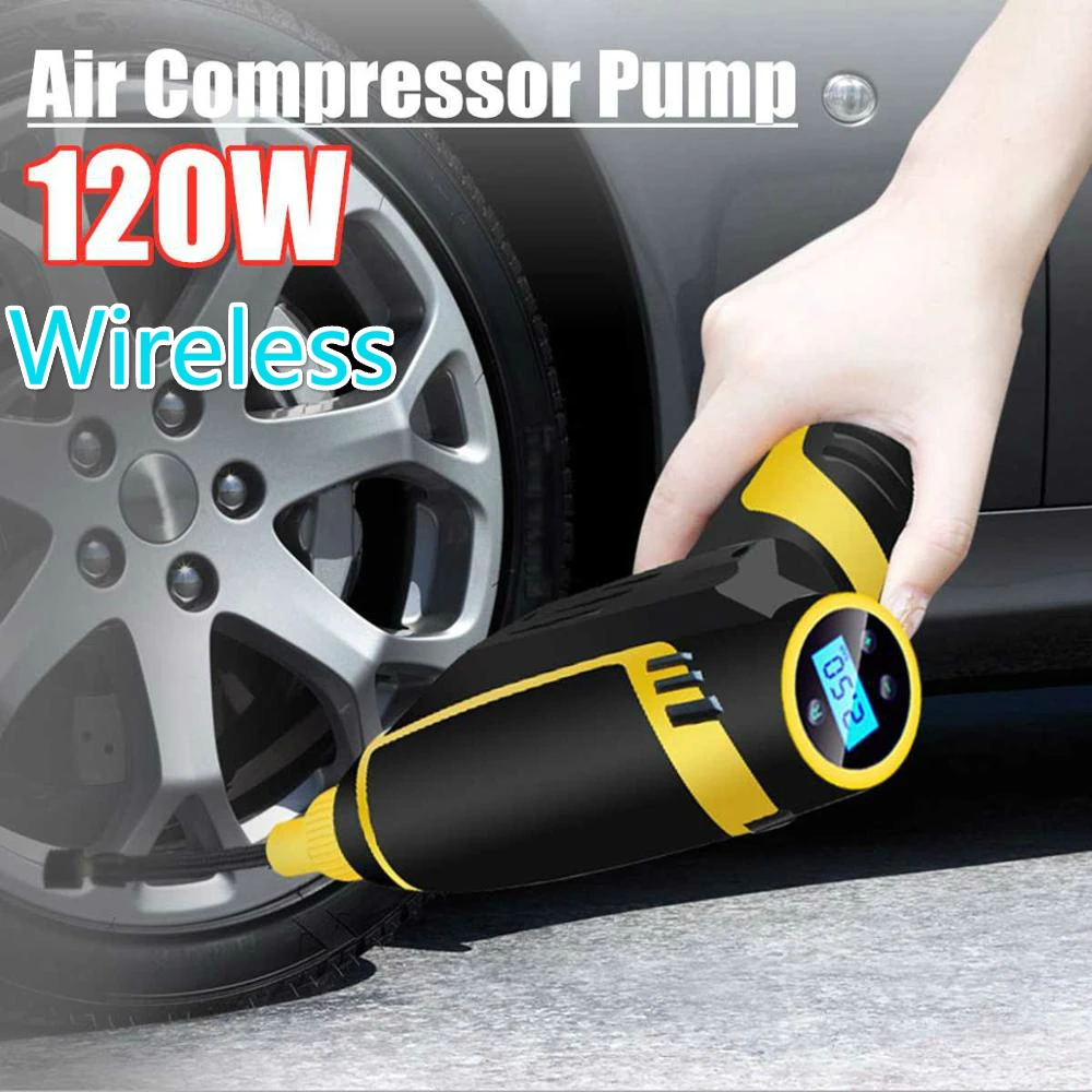 

12V 120W Portable Wireless Digital Car Air Compressor Handheld USB Rechargeable Cordless Tire Inflator Pump for Cars Motorcycles