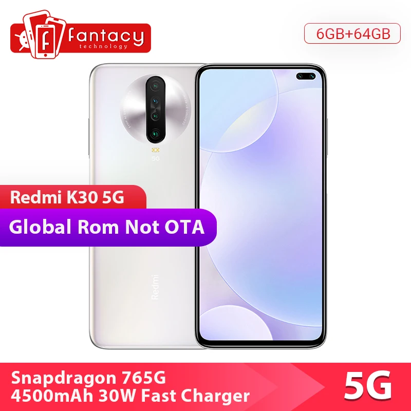 Xiaomi Redmi K30 смартфон с восьмиядерным процессором Snapdragon 76 5G ОЗУ 6 ГБ ПЗУ 64 4500 мАч 120 Гц