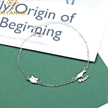 XIYANIKE 925 серебро креативный ручной работы Кот браслеты с рыбками регулируемые для женщин модные очаровательные ювелирные аксессуары