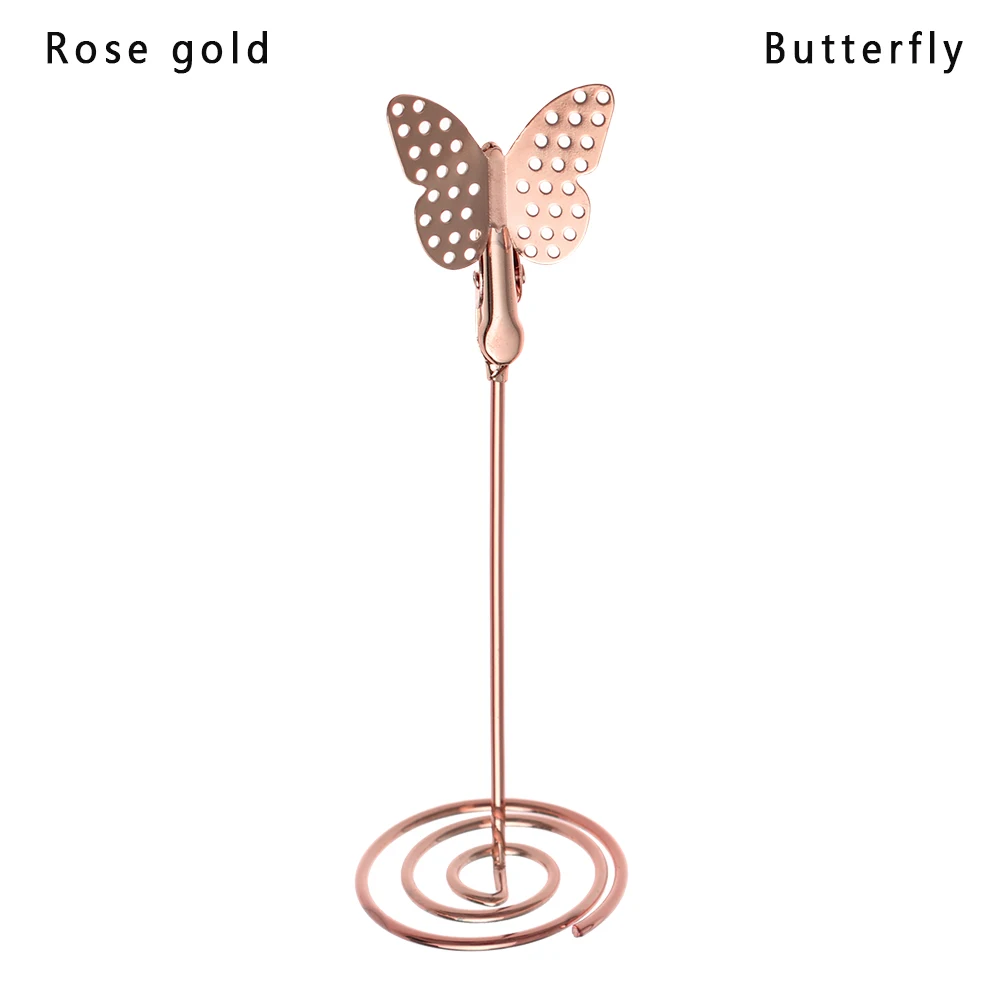 butterfly rose gold 1 шт. держатель для карт для свадебной вечеринки, настольный декор, романтическое кольцо в форме сердца, зажим для фото, настольная подставка с номером, памятка, клещи, зажимы, подставка - Цвет: butterfly rose gold