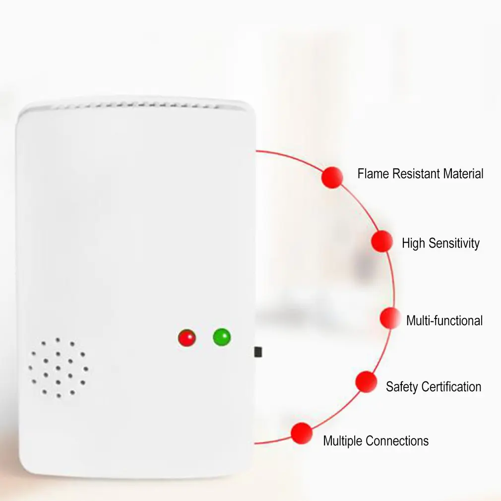 Combustible Gas Alarm Detector Monitor Natural LPG LNG Leak Sensor Sound Light Warning Home Security Fire Protection US Plug