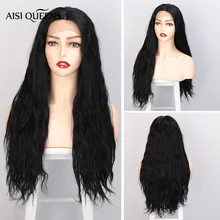 Листы нержавеющей стали холодного проката Aisi Queens длинные волнистые черные волосы синтетический Синтетические волосы на кружеве парик для Для женщин Распродажа средняя часть длинный черный парик Жаростойкие накладные волосы