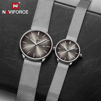 

NAVIFORCE Top Brand Luxury Men Quartz Watches Women Steel Waterproof Casual Date Couple Clock Male Wrist Watch Relogio Masculino